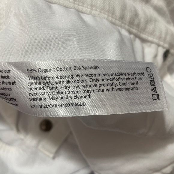 Eileen Fisher 10 White Denim Straight Leg Jeans - Picture 3 of 6